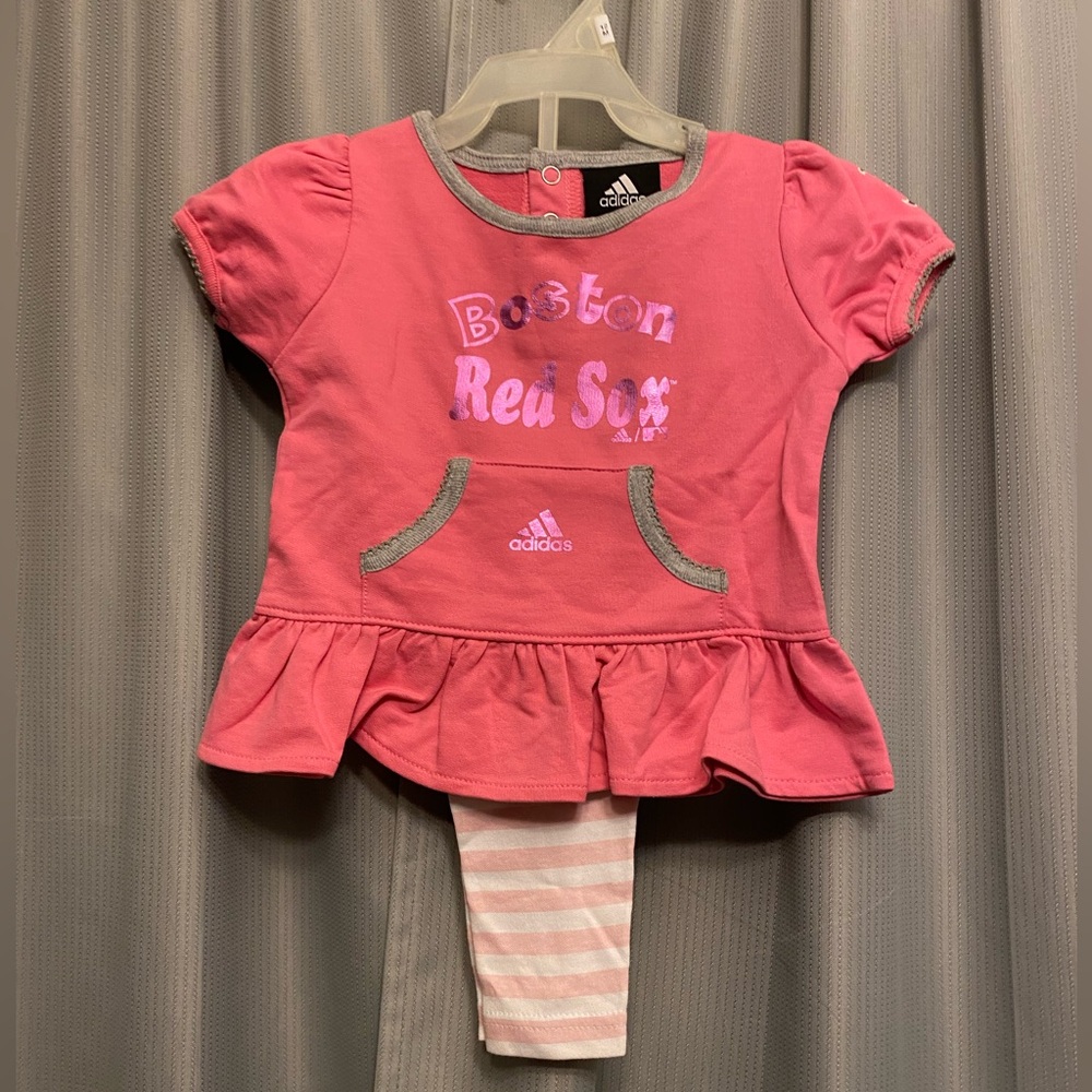 Adidas Boston Red Sox Girl’s Set -Short Sleeve Shirt and Pants 12M NWOT
